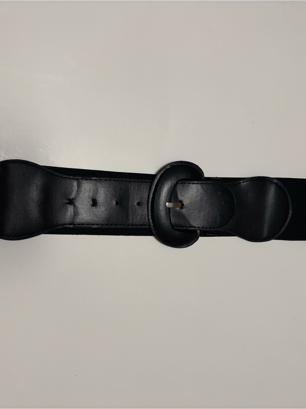 Black Men's Leather Stretch Belt - Classic Casual Style